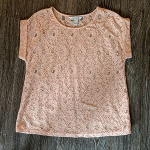 🌺Pink Floral Cuffed Short Sleeve Top🌺